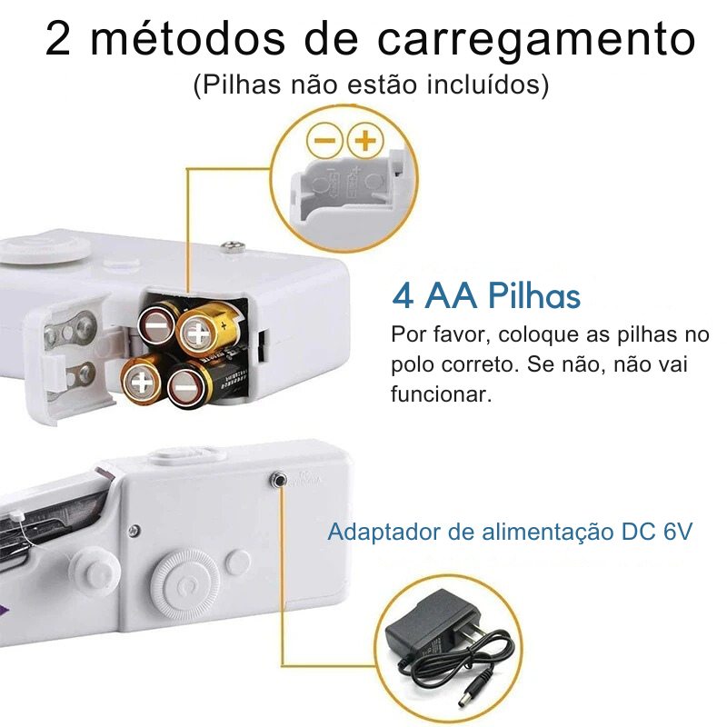 Mini Máquina de Costura Elétrica Portátil de Mão - Costure Bem