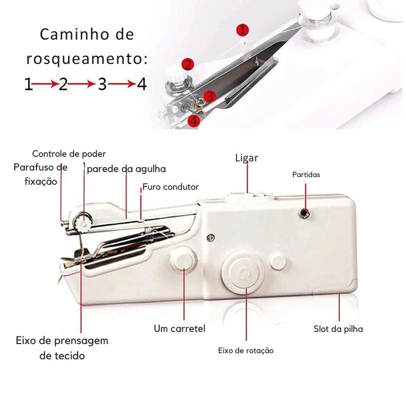 Mini Máquina de Costura Elétrica Portátil de Mão - Costure Bem