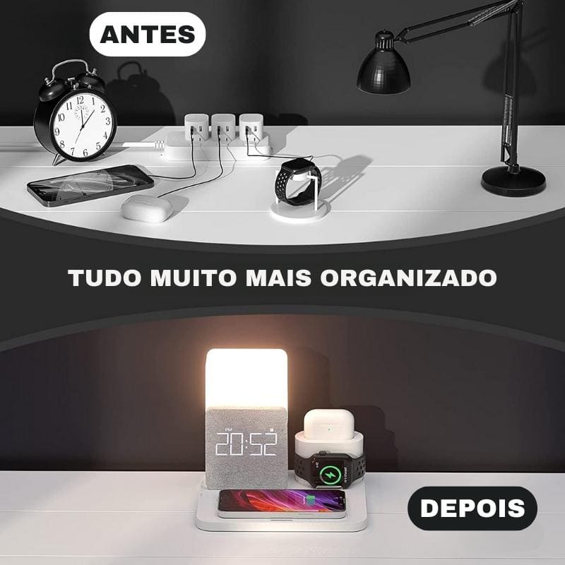 Carregador por Indução Luminária de Mesa e Despertador