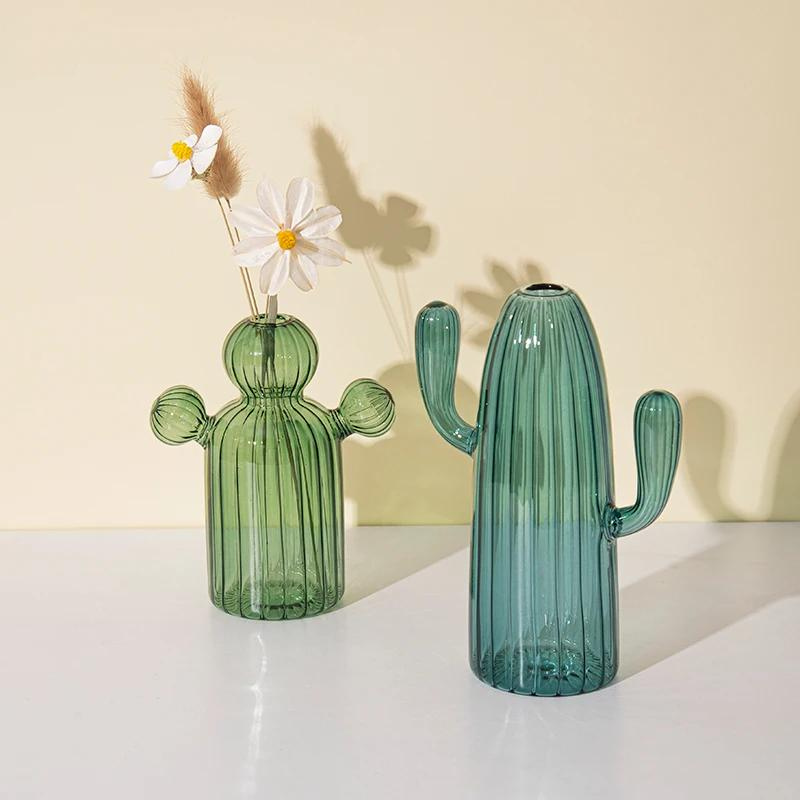 Vaso de Plantas Decorativo Cactos em Vidro