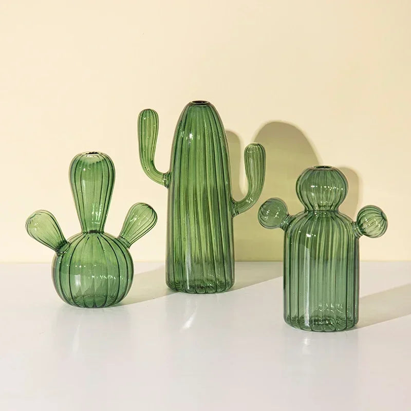 Vaso de Plantas Decorativo Cactos em Vidro