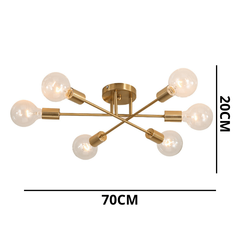 Lustre Moderno Dourado 6 Lâmpadas