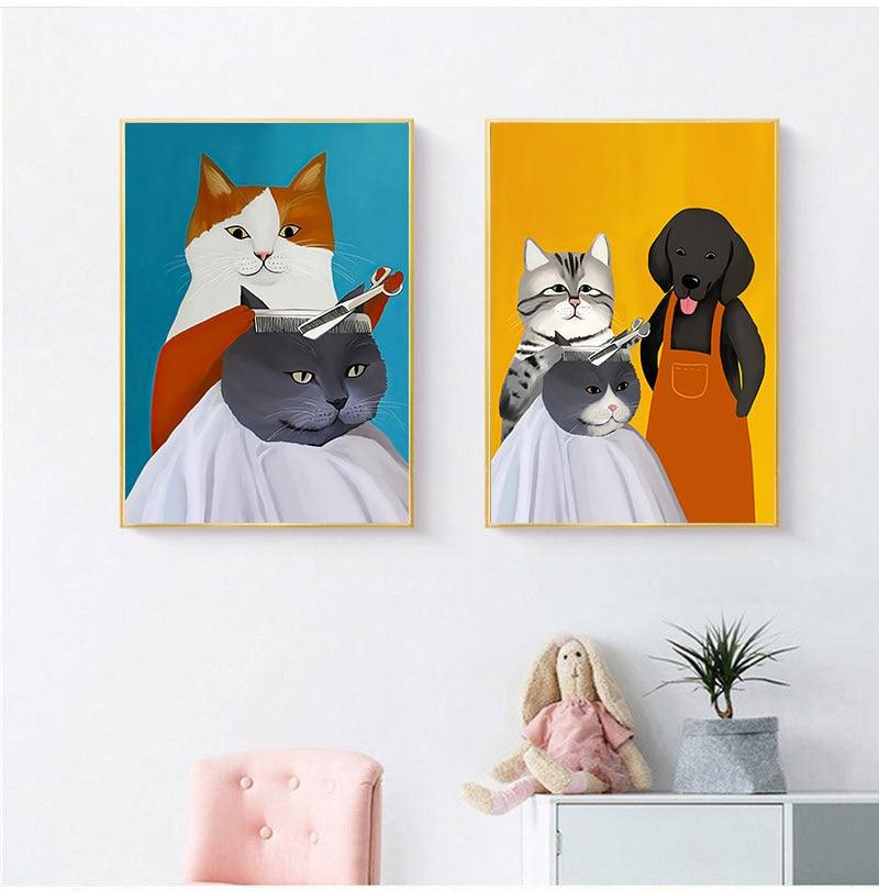 Quadro Decorativo Criativos Gatos em Tela Canvas