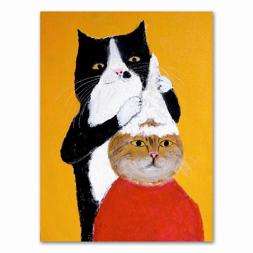 Quadro Decorativo Criativos Gatos em Tela Canvas