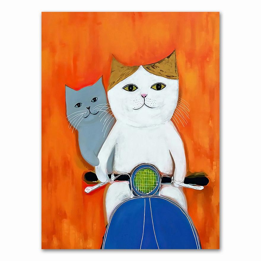 Quadro Decorativo Criativos Gatos em Tela Canvas